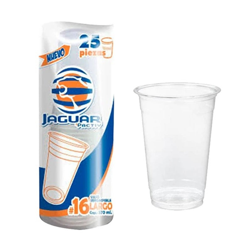 Vaso Largo 16 oz Jaguar 25 pzas