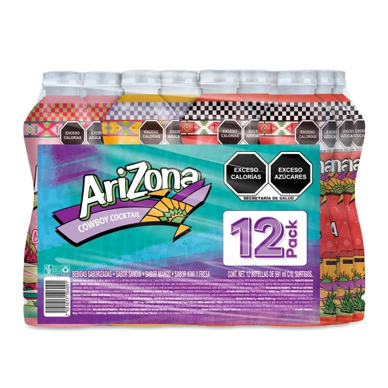Bebida Arizona Surtido - Pack x12 Botellas de 591ml - Sabores Variados - Té y Jugos Naturales