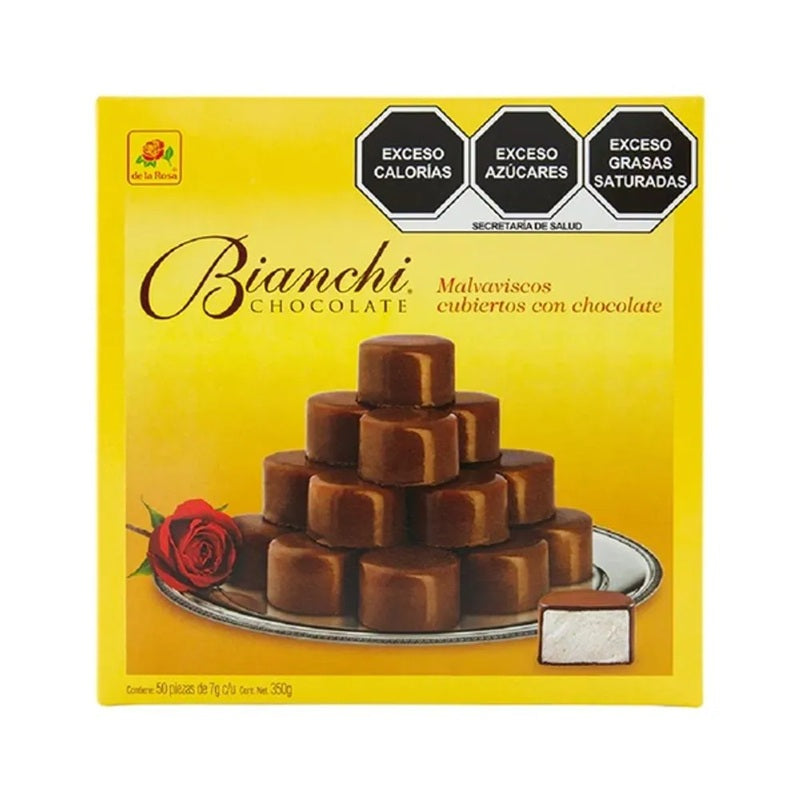 Bianchi Chocolate De La Rosa - Malvaviscos Cubiertos de Chocolate (50 Piezas) | Suaves y Deliciosos | Perfectos para Fiestas