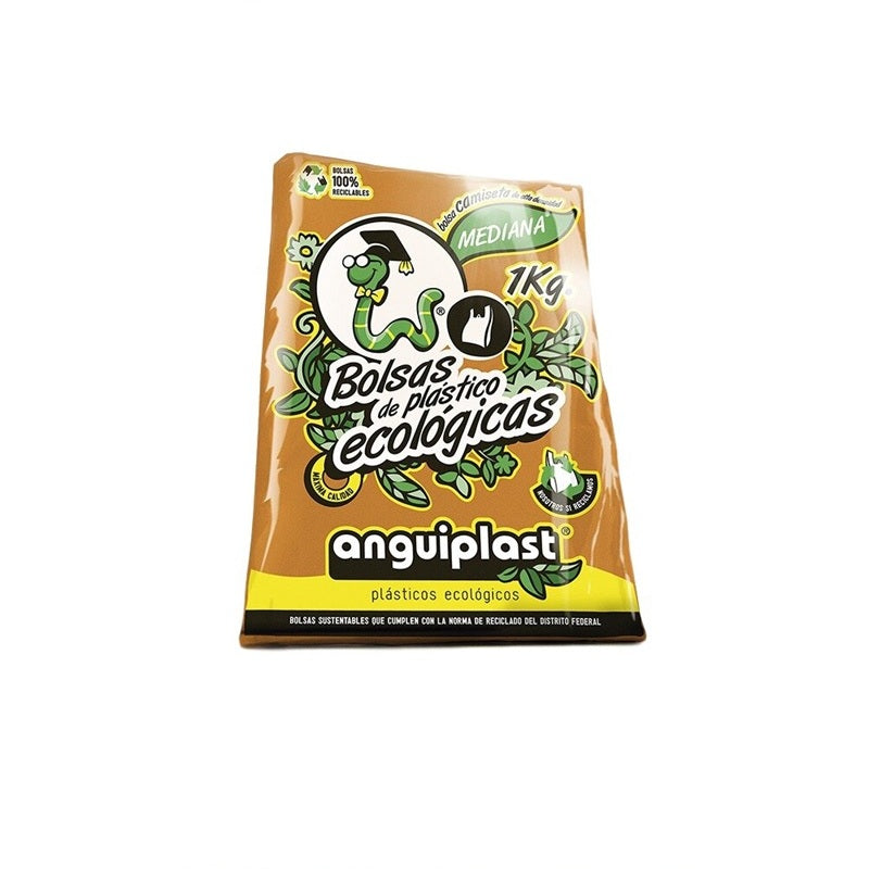 Bolsa Camiseta Ecológica Anguiplast Mediana 26x52cm 1 Kg