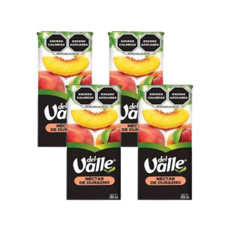 Néctar Durazno Del Valle - Pack x4 Tetra Pak 250ml - Bebida de Fruta Lista para Beber