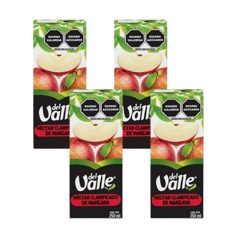 Néctar Manzana Del Valle - Pack x4 Tetra Pak 250ml - Bebida de Fruta Lista para Beber