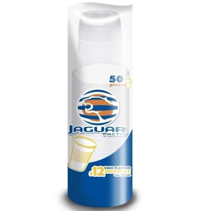 Vasos de Plástico Jaguar 12oz - Paquete con 50 Unidades - Desechables para Bebidas Frías