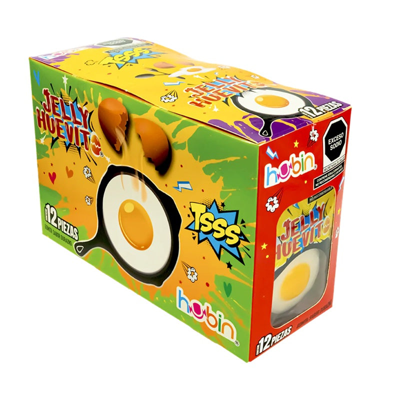 Gomita Jelly Huevito Estrellado Hubin (12 piezas) | Sabor Durazno con Polvo Tronador | Golosina Divertida para Niños y Fiestas