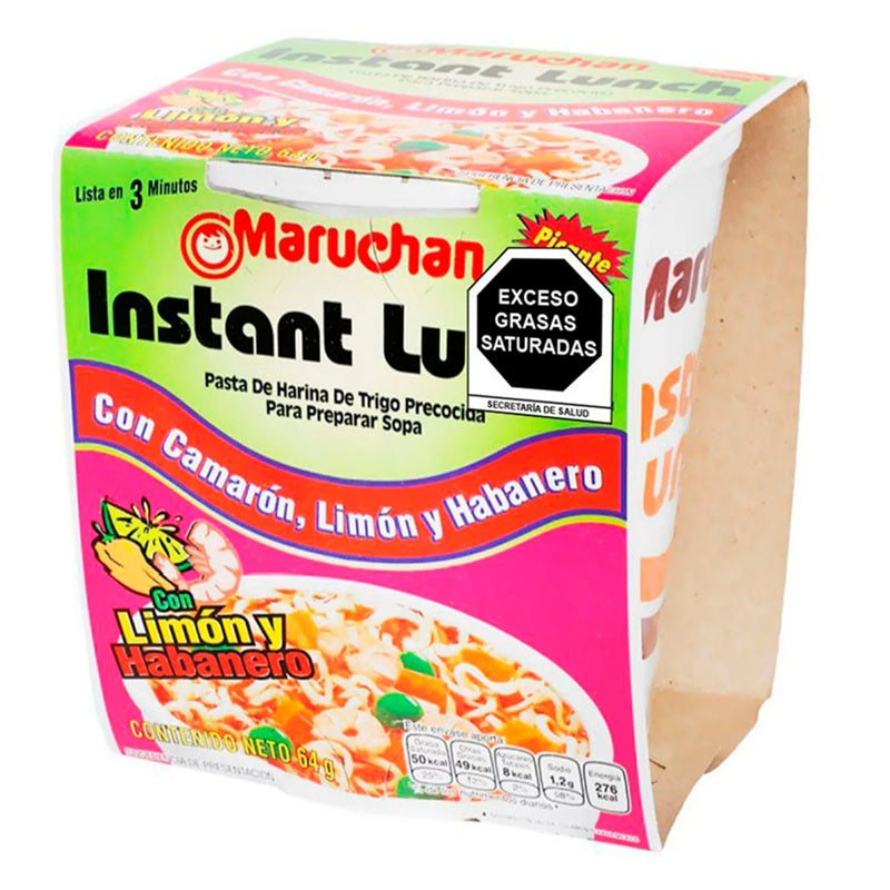 Sopa Maruchan 64 gr Camarón Habanero 12 pzas