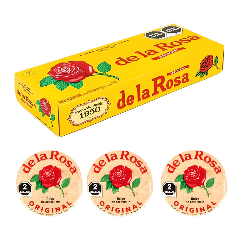 Mazapán de la Rosa Original Caja con 30 Piezas | Dulce Tradicional de Cacahuate