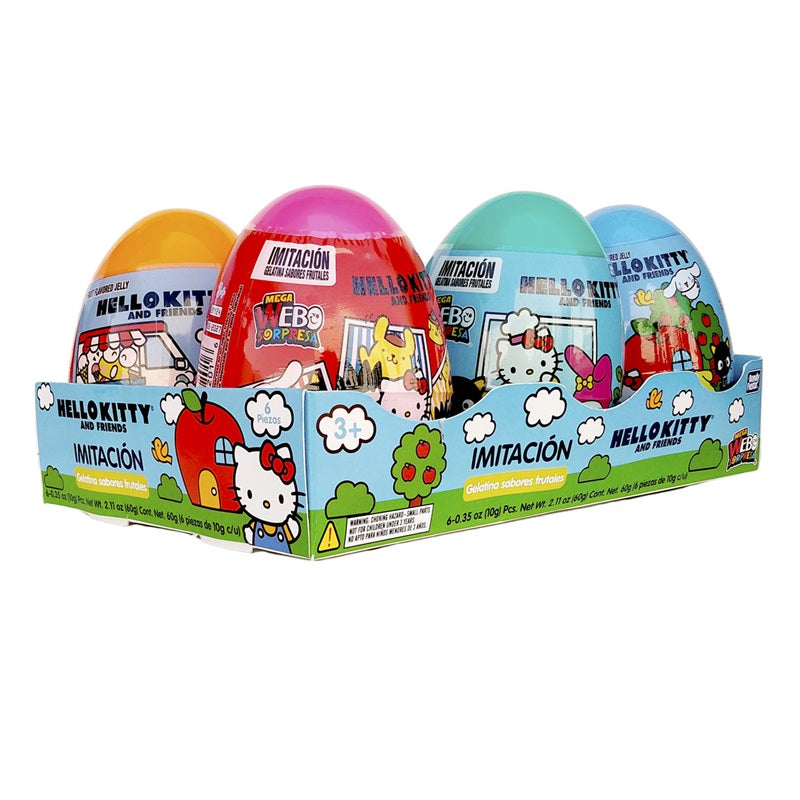 Mega Huevo Sorpresa Hello Kitty Jelly - 6 Piezas - Gomitas Frutales + Regalo para Niñas 3+