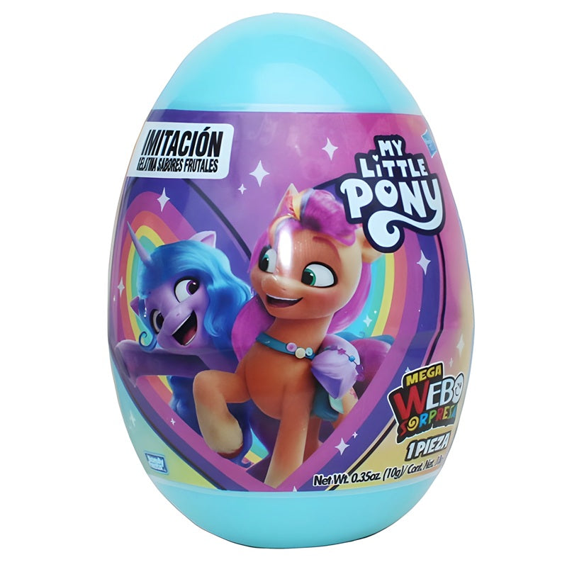 Mega Huevo Sorpresa My Little Pony Jelly - 6 Piezas - Gomitas Frutales + Regalo Mágico para Niñas 3+