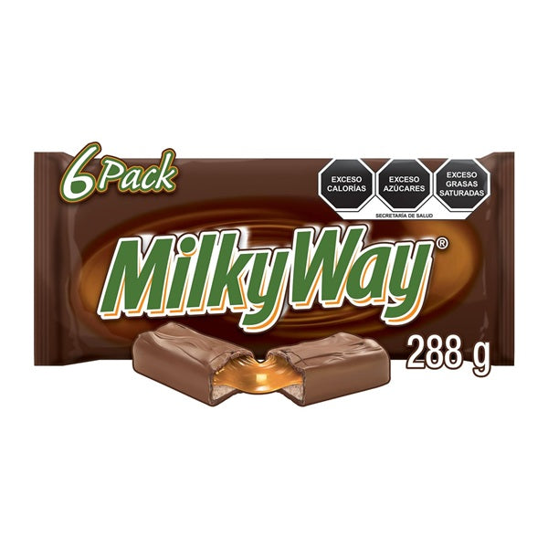Chocolate Milky Way - Pack de 6 Piezas - Suave Caramelo y Nougat - Snack Ideal para Compartir