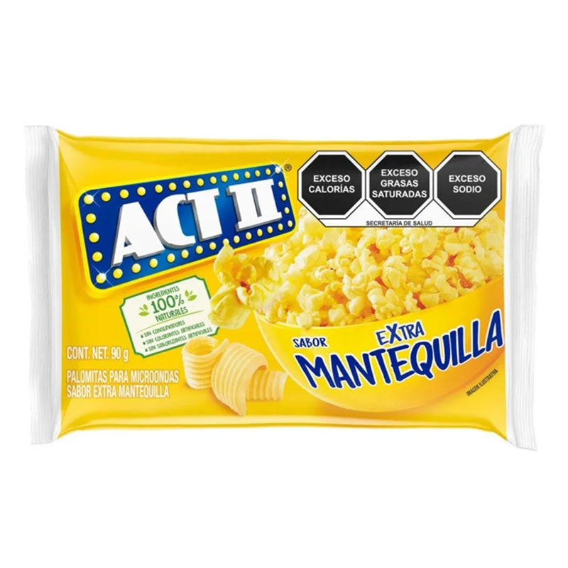 Act II Palomitas para Microondas Extra Mantequilla 90 g | Palomitas para microondas