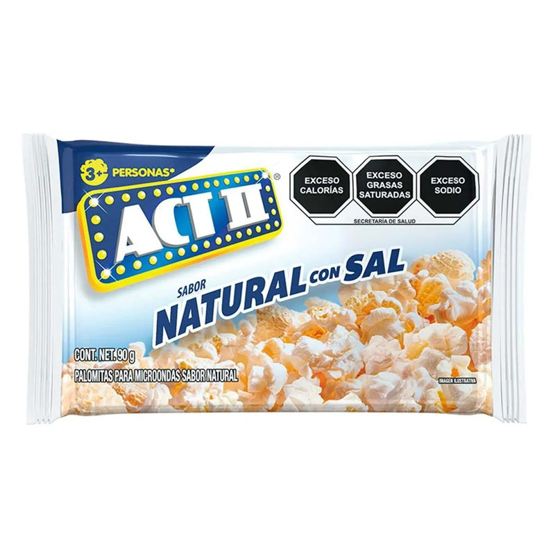 Act II Palomitas para Microondas Natural con Sal 90 g | Palomitas para microondas