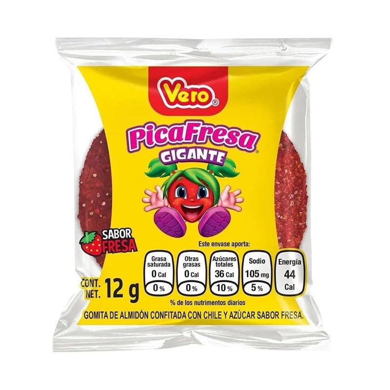 PicaFresa Gigante Vero - Gomitas de Fresa con Dulce Picante - Bolsa 60 Piezas - ¡Dulce y Picosito!