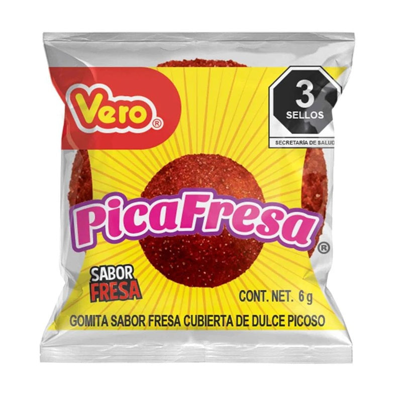 PicaFresa Vero - Gomitas Fresa Cubiertas Dulce Picoso - Bolsa 100 Piezas - ¡Chiquita pero Sabrosa!