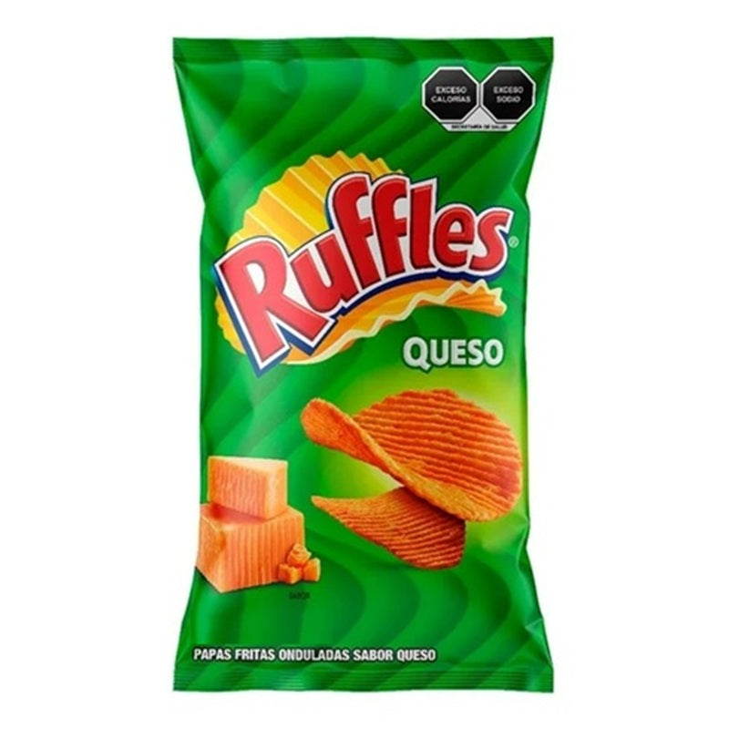 Ruffles Queso 58g - Paquete x10 - Papas Onduladas con Sabor a Queso - Snack para Compartir