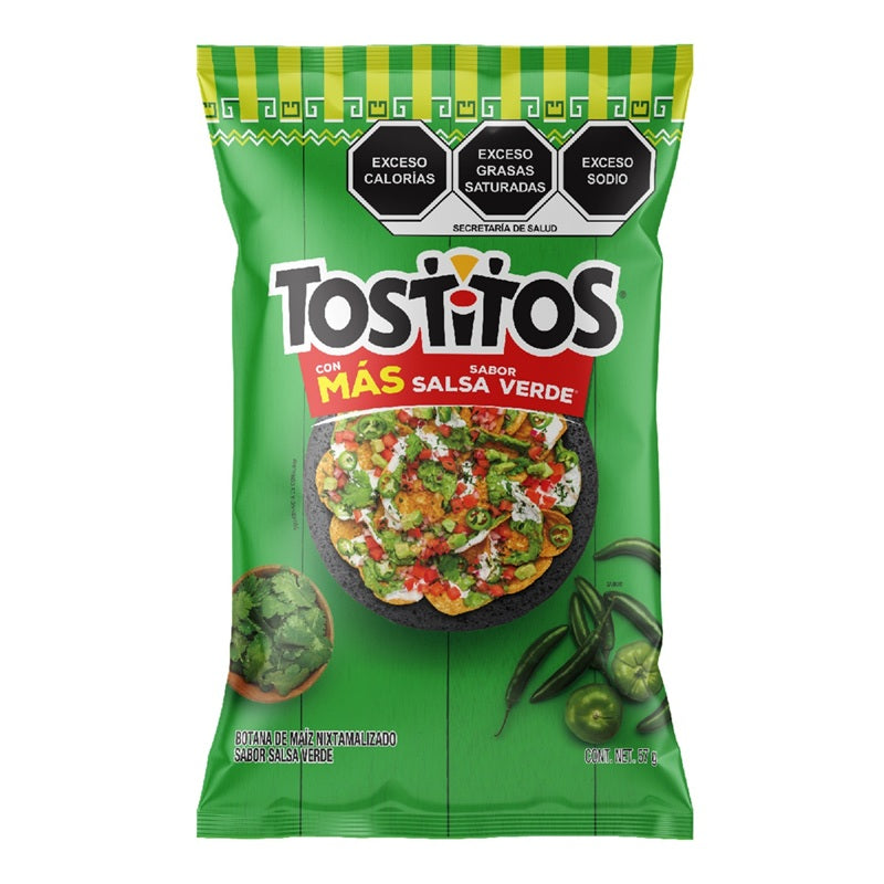 Tostitos Salsa Verde 62g - Paquete x10 - Totopos con Sabor a Limón y Chile - Snack para Compartir