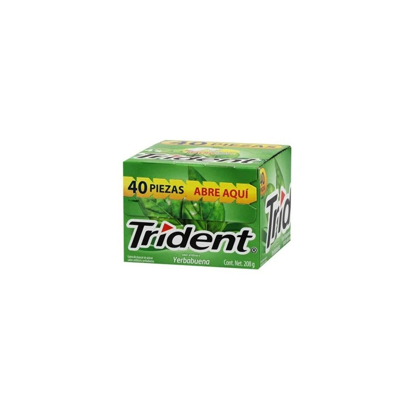 Gomas de Mascar Trident Yerbabuena (40 paquetes x 4 chicles) | Frescura Intensa | Protección Dental | Ideal para Aliento Fresco Duradero