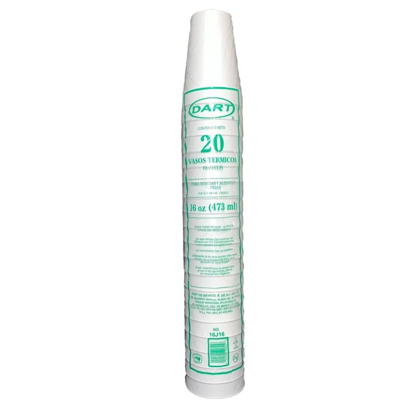 Vaso Térmico Dart 116 - 16 oz (Paq. 25) | Doble Pared para Café/Bebidas | ¡Mantiene Caliente 3+ Horas! - Ideal para Negocios