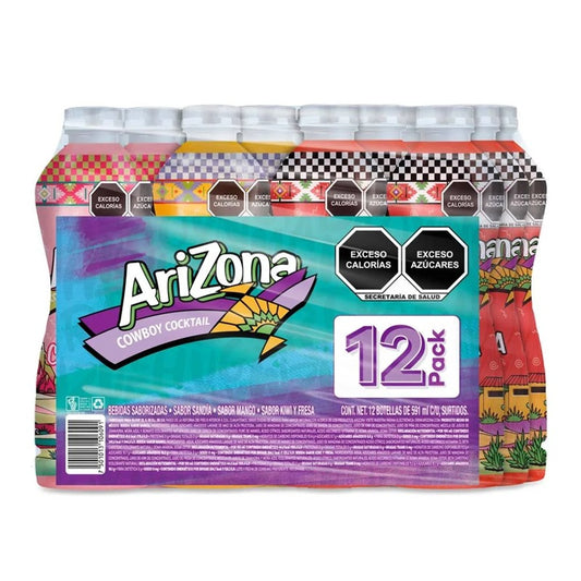 Bebida Arizona Surtido - Pack x12 Botellas de 591ml - Sabores Variados - Té y Jugos Naturales