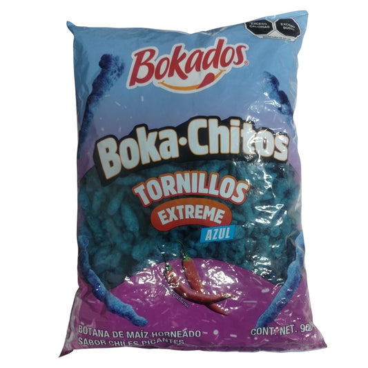 Boka-Chitos Tornillos Extreme Azul 900 g Bokados | Botana de Maíz Horneada Sabor Chiles Picantes