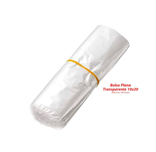 Bolsa Plana Transparente 10x20 cm - Rollo x100 Unidades | Alta Visibilidad y Protección