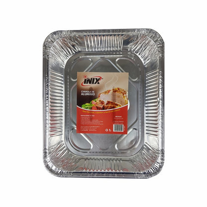 Charola de aluminio Inix 29x23x5 cm rectangular 3.5 L | Resistente y desechable para cocina y eventos