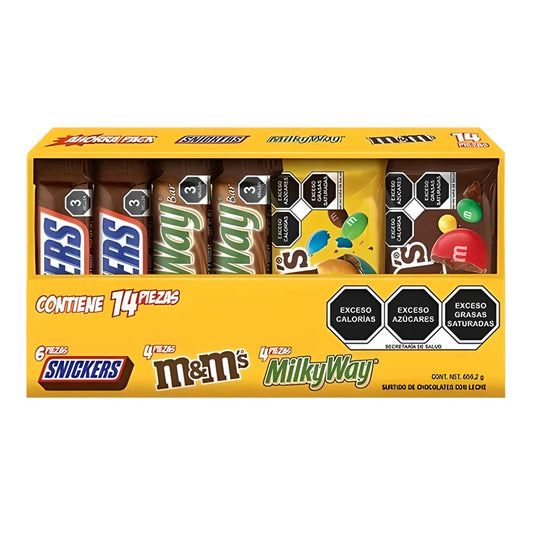 Choco Mars Variety Pack 14 pzas | Snickers, Milky Way y M&M Chocolate y Cacahuate