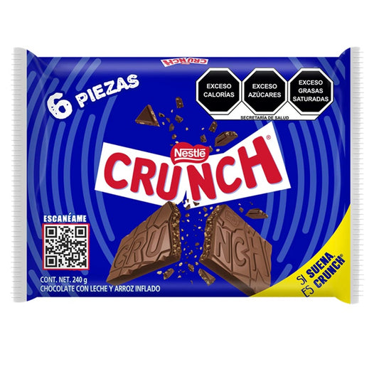 Chocolate Crunch Nestlé - Pack 6 Barras - Crujiente y Delicioso - Snack Perfecto para Compartir