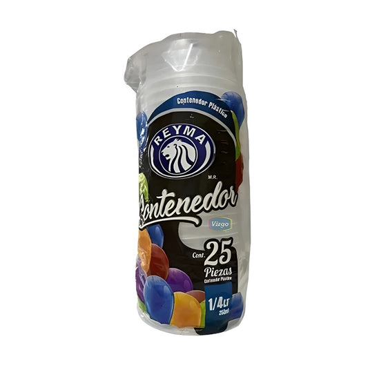 Contenedor Reyma Plástico 1/4L - Paquete x25 Piezas - Ideal para Alimentos