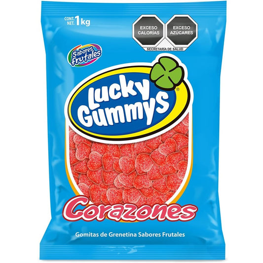 Lucky Gummys Corazones - Gomitas de Grenetina (1 Kg) | Sabores Frutales | Suaves, Aciditas y Románticas