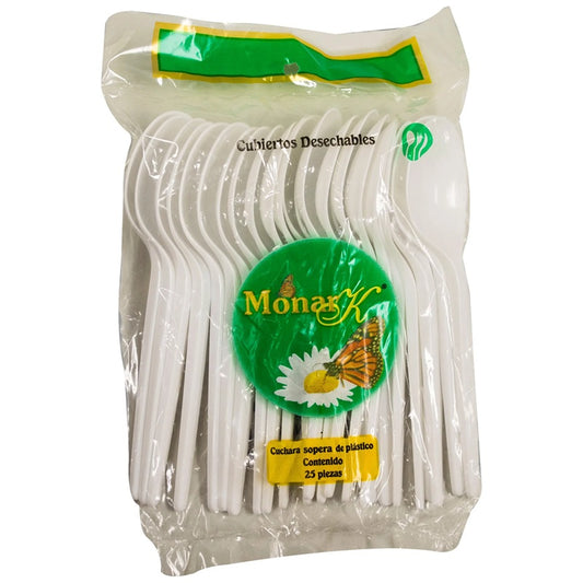 Cuchara Sopera Monark - Paquete x25 Piezas - Color Blanco - Para Restaurantes y Eventos