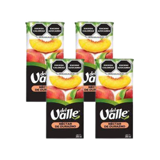 Néctar Durazno Del Valle - Pack x4 Tetra Pak 250ml - Bebida de Fruta Lista para Beber