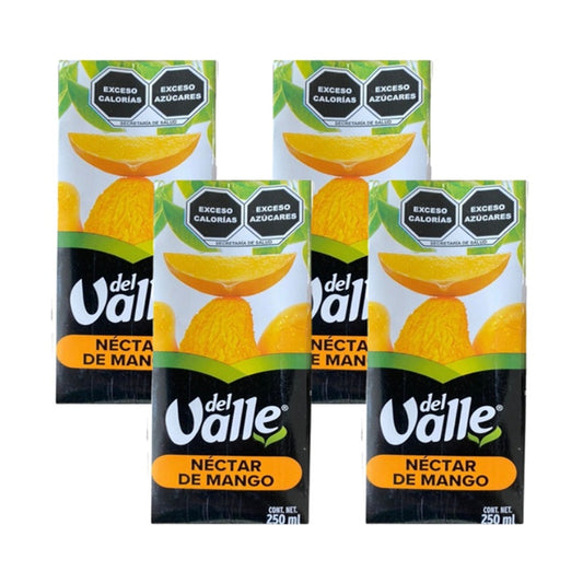 Néctar Mango Del Valle - Pack x4 Tetra Pak 250ml - Bebida de Fruta 100% Natural