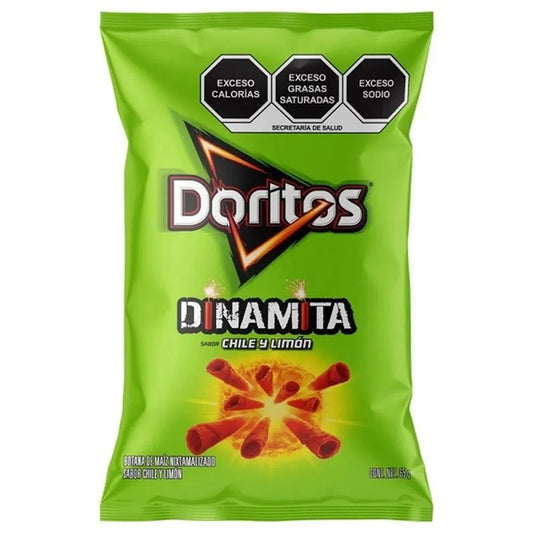 Doritos Dinamita Chile-Limón 70g - Paquete x10 - Botana Enrollada Picante - Snack Explosivo