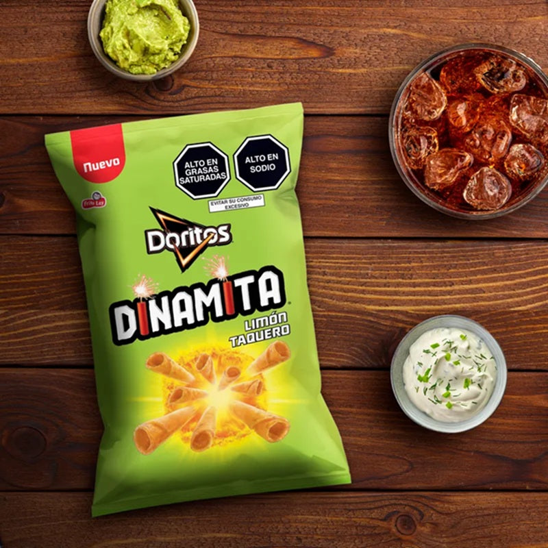 Doritos Dinamita Chile-Limón 70g - Paquete x10 - Botana Enrollada Picante - Snack Explosivo