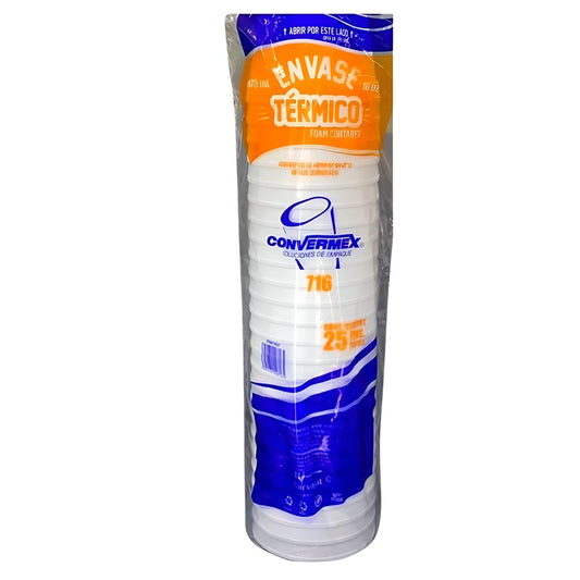 Envase térmico Convermex 16 oz, paquete con 25 piezas