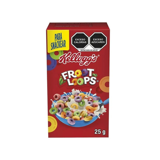 Caja Individual Kellogg's Froot Loops 25g | Cereal Infantil Multicolor | Sabor Frutal | Snack Saludable | Ideal para Lonchera
