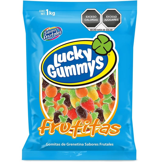 Lucky Gummys Frutitas - Gomitas de Grenetina (1 Kg) | 4 Sabores Frutales | Suaves, Aciditas y Jugosas