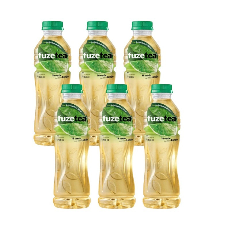 Fuze Tea Té Verde con Limón - Pack x6 Botellas 600ml - Bebida Refrescante sin Gas