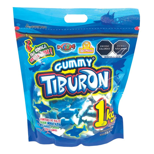 Gomitas Tiburón Las Delicias - Sabor Mora Azul (1kg) | Bolsa Resellable | Gomitas Frutales Suaves