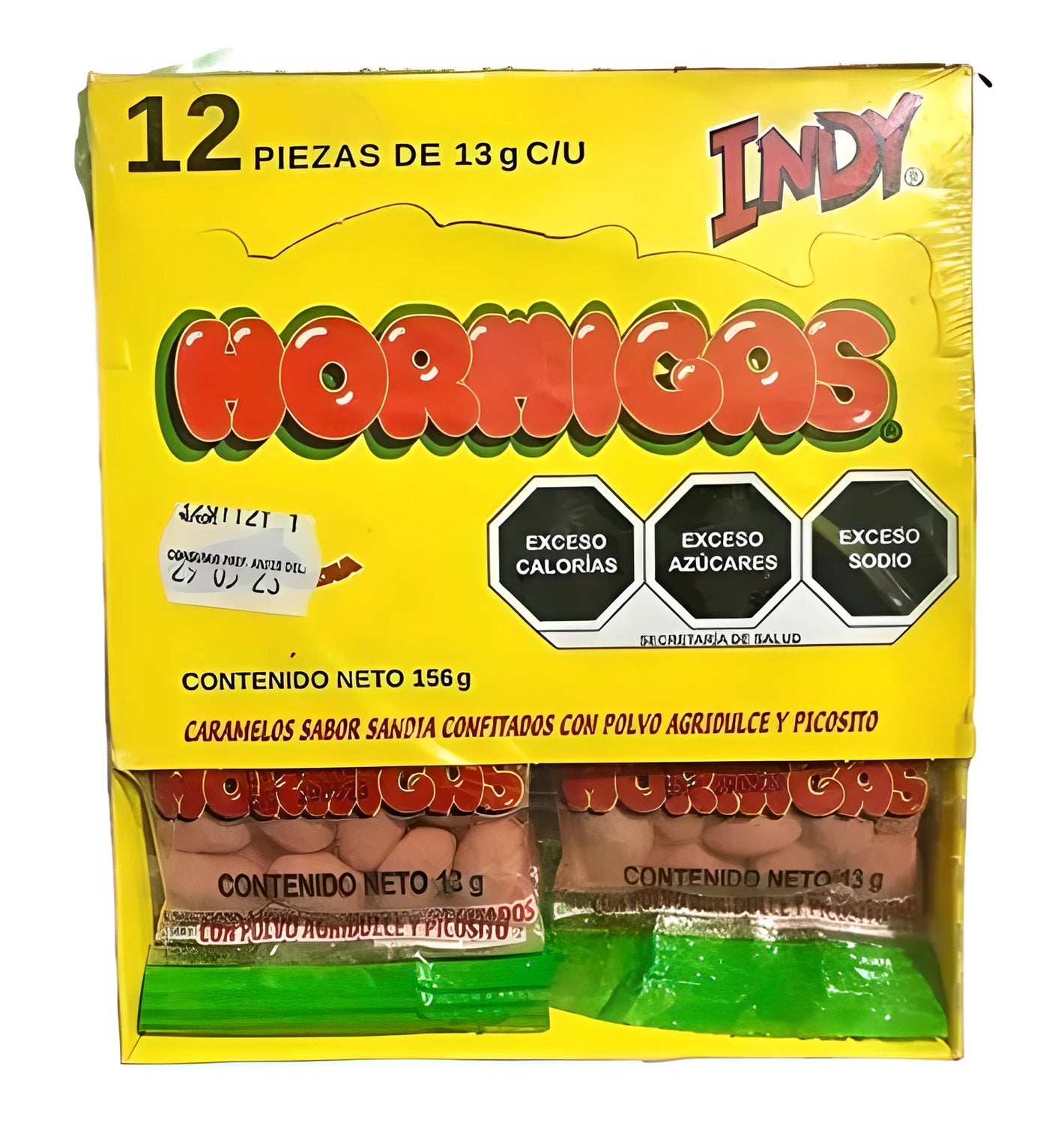Hormigas Indy Sabor Sandía - 12 Piezas - Caramelos Confitados con Polvo Agridulce y Picosito