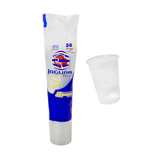 Vasos de Plástico Jaguar 12oz - Paquete con 50 Unidades - Desechables para Bebidas Frías