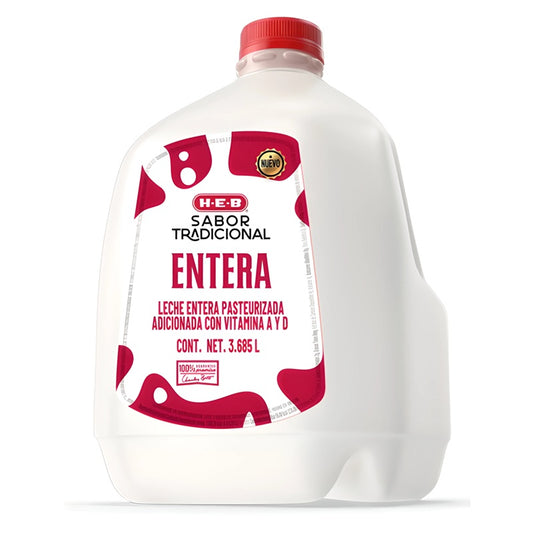 Leche Entera HEB - Galón (3.785 L) - Fresca y Nutritiva - Ideal para Familias