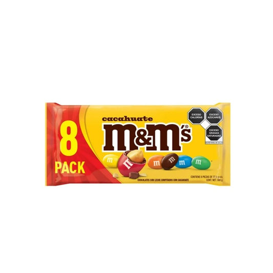 M&M's Cacahuate - Packs de 6 y 8 Unidades | Chocolate y Maní | Snack Crujiente y Delicioso