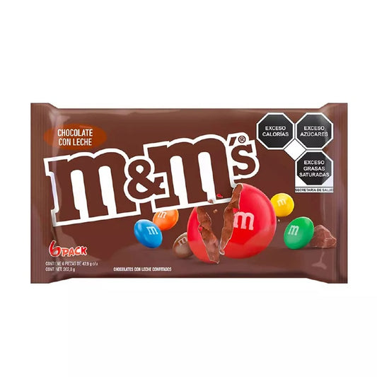 M&M's Chocolate - Pack de 6 Unidades | Candy Shell Colorido | Snack Dulce y Crujiente