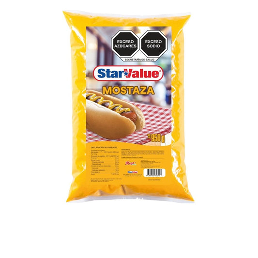 Mostaza STAR VALUE 950 g | Sabor Clásico y Versátil | Ideal para Hot Dogs, Hamburguesas y Sándwiches