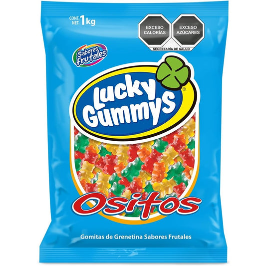 Lucky Gummys Ositos - Gomitas de Grenetina (1 Kg) | 6 Sabores Frutales | Suaves, Aciditas y Adictivas