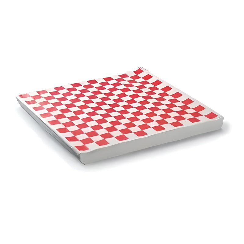 Papel grado alimenticio cuadros rojos 1000 pzas 30x30 | Papel para envolver alimentos