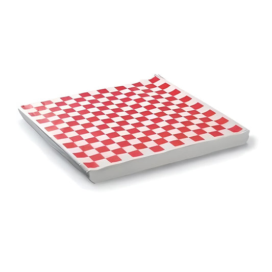 Papel grado alimenticio cuadros rojos 1000 pzas 30x30 | Papel para envolver alimentos