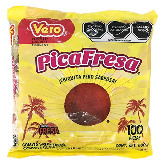PicaFresa Vero - Gomitas Fresa Cubiertas Dulce Picoso - Bolsa 100 Piezas - ¡Chiquita pero Sabrosa!