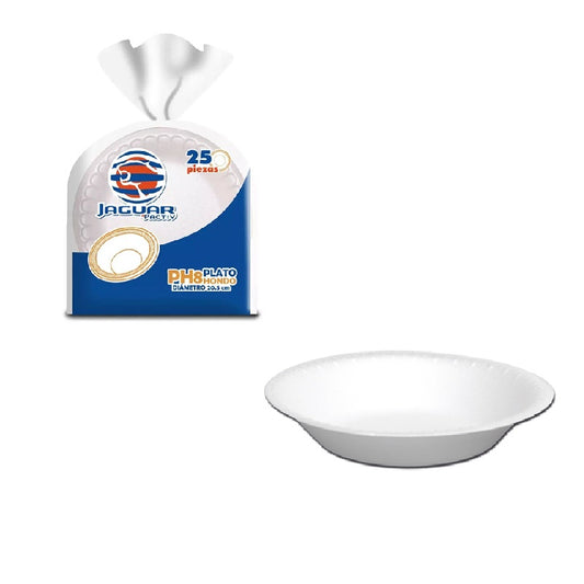 Plato Hondo Térmico Jaguar PH8 - Pack x25 - Ideal para Comida Caliente y Servicio Profesional